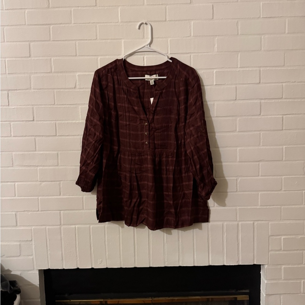 NWT Ladies Wrangler Red 3/4 Sleeve Boxy Blouse